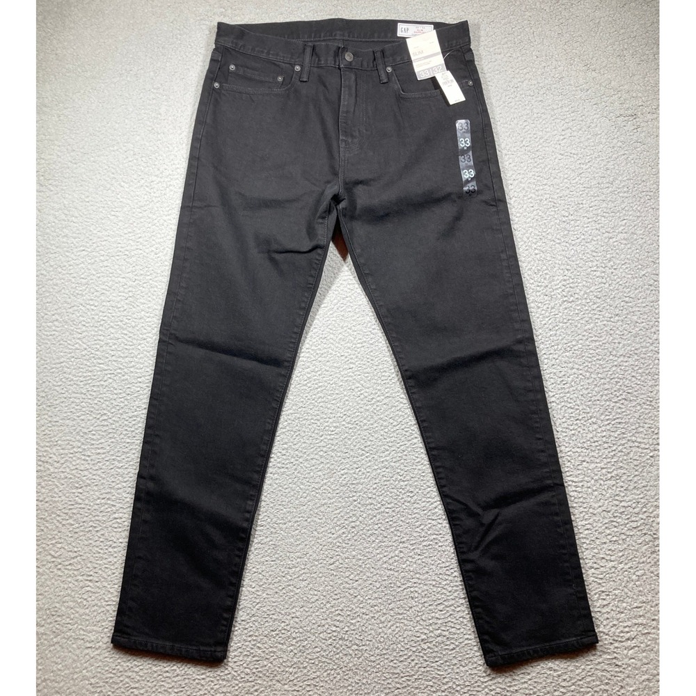 Gap Slim Jeans Mens 33x32 Black GapFlex Stretch Denim Pants NEW